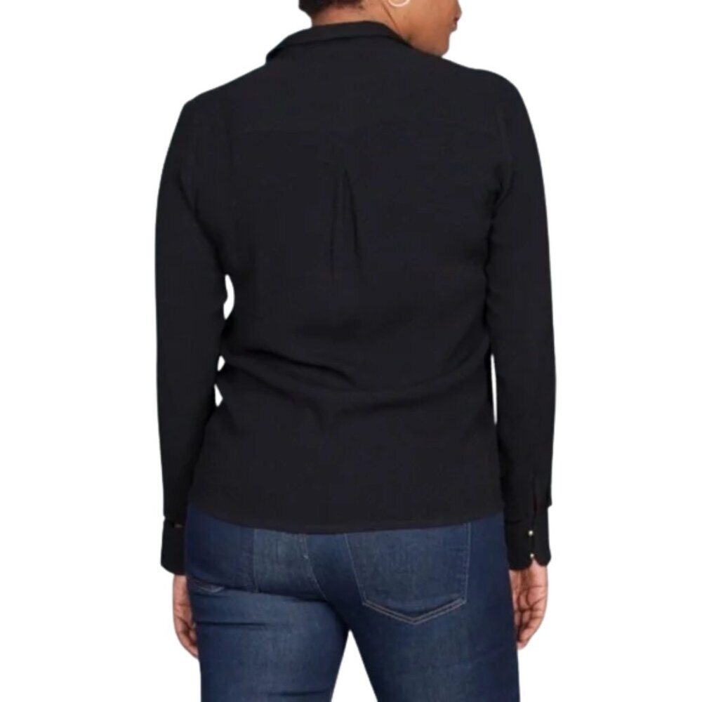 NWOT Sessun Arturo Cutout Detail Button Down Blouse in Black Sz. M - Picture 2 of 2
